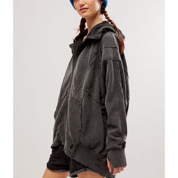 Women's Charcoal Zip-Up Hoodie - Picture 3 of 9